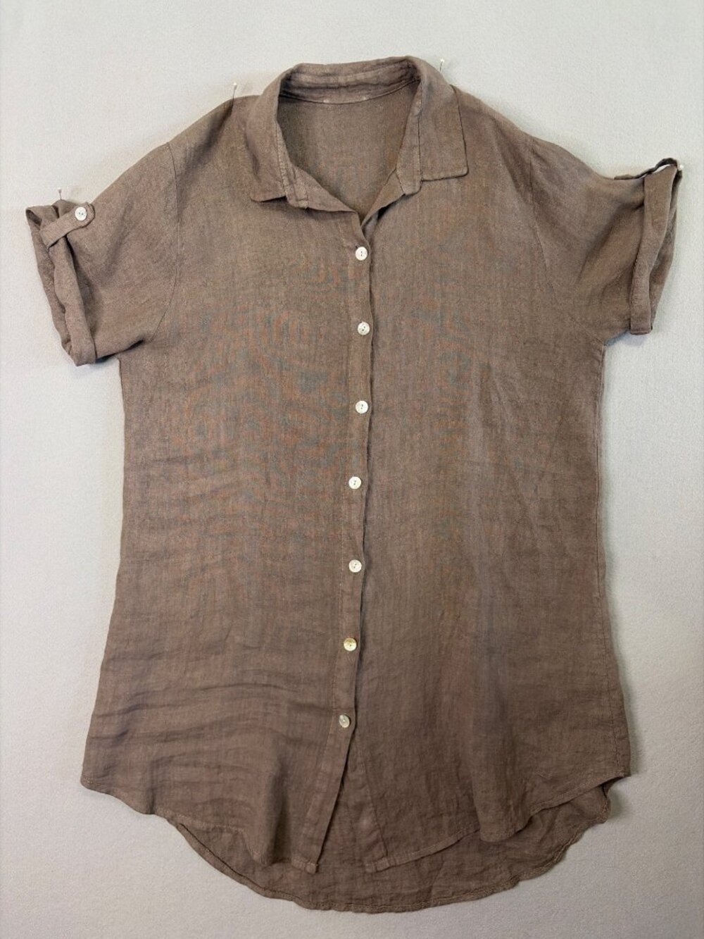 Italian Linen Shirt Dress Size L Lightweight Minimalist Casual